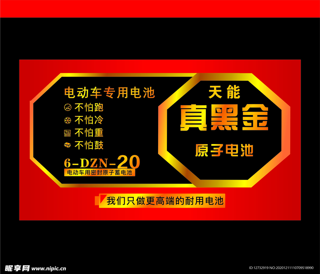 真黑金天能电池