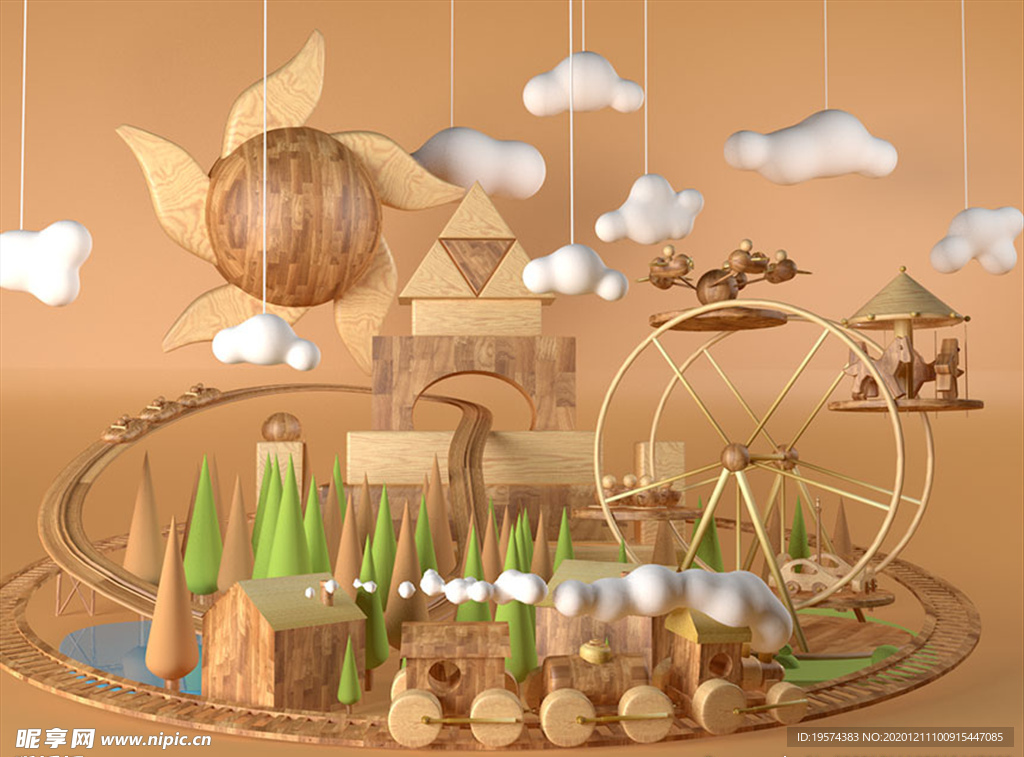 C4D 模型游乐园场景