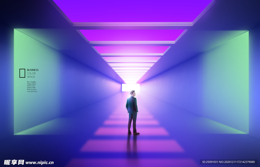 霓虹灯几何空间 海报   霓虹