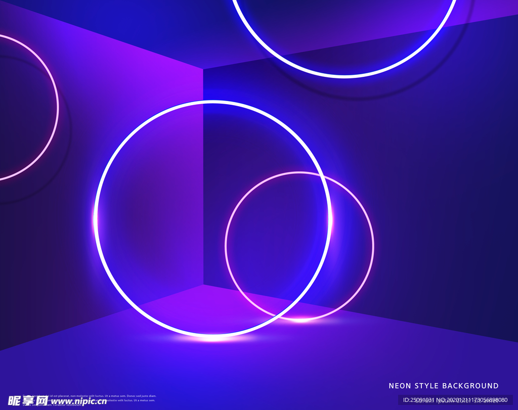 霓虹灯几何空间 海报   霓虹