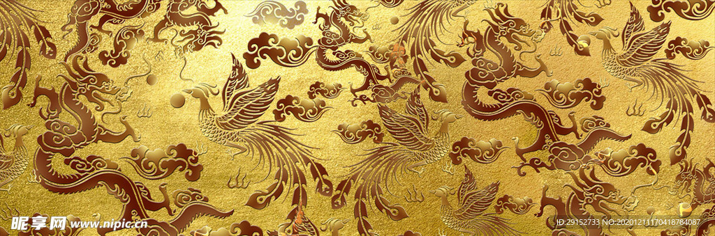 中国风龙凤呈祥金色背景