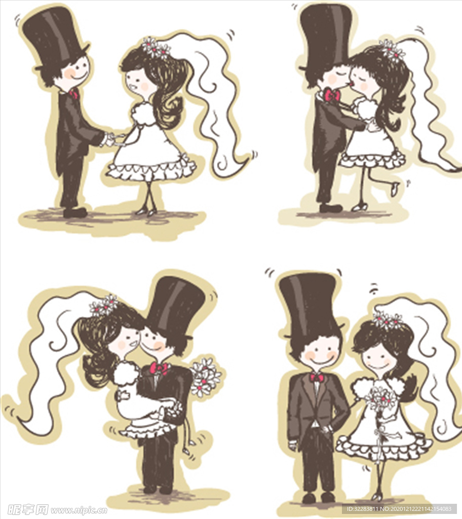 卡通新郎新娘