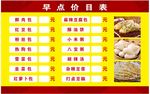 早餐价格表  饭店价格表