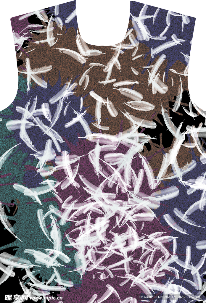 男装印花 羽毛 分层