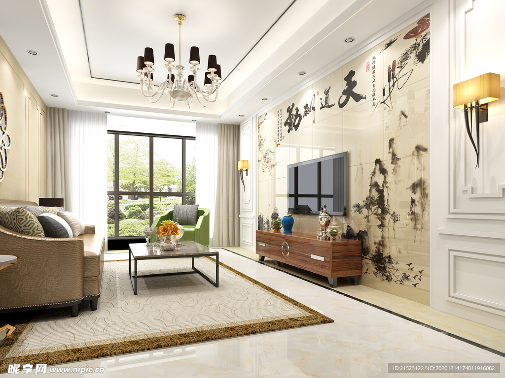 背景墙地拼效果图