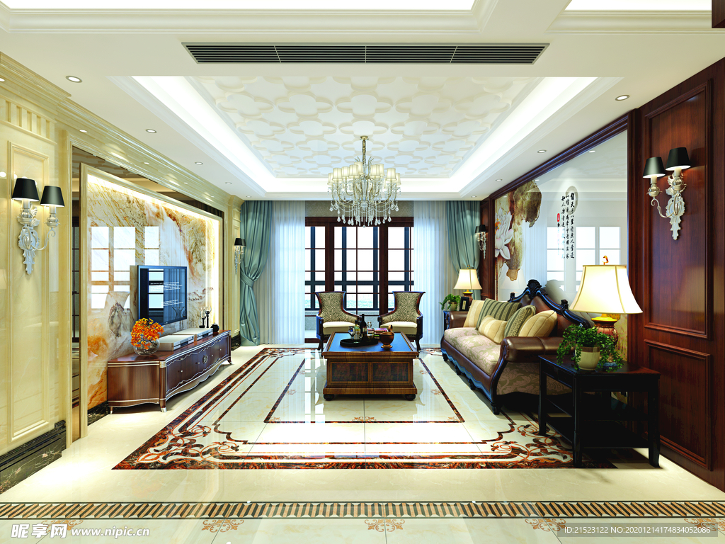 背景墙地拼效果图