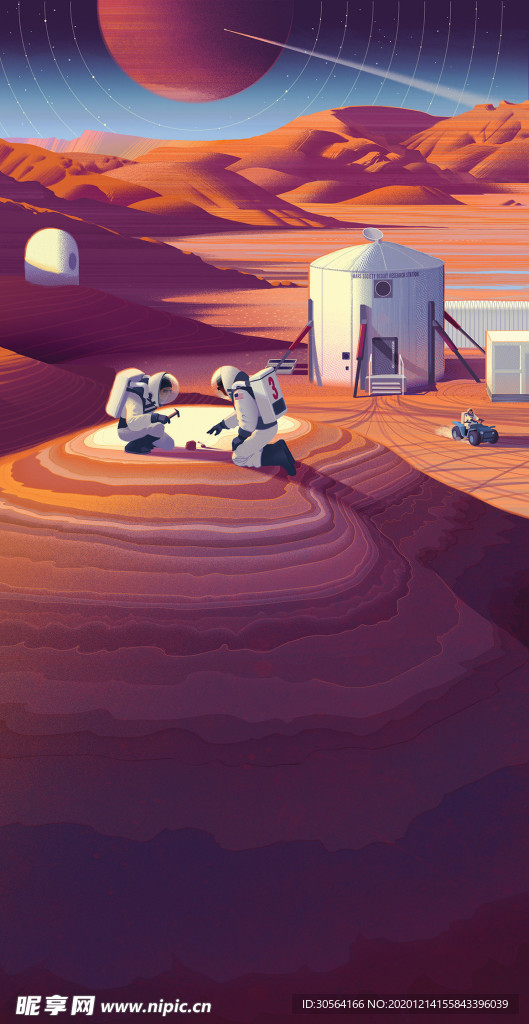 火星宇航员人物游戏场景背景素材