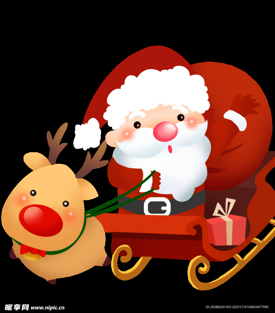 圣诞节麋鹿圣诞老人圣诞礼物雪橇