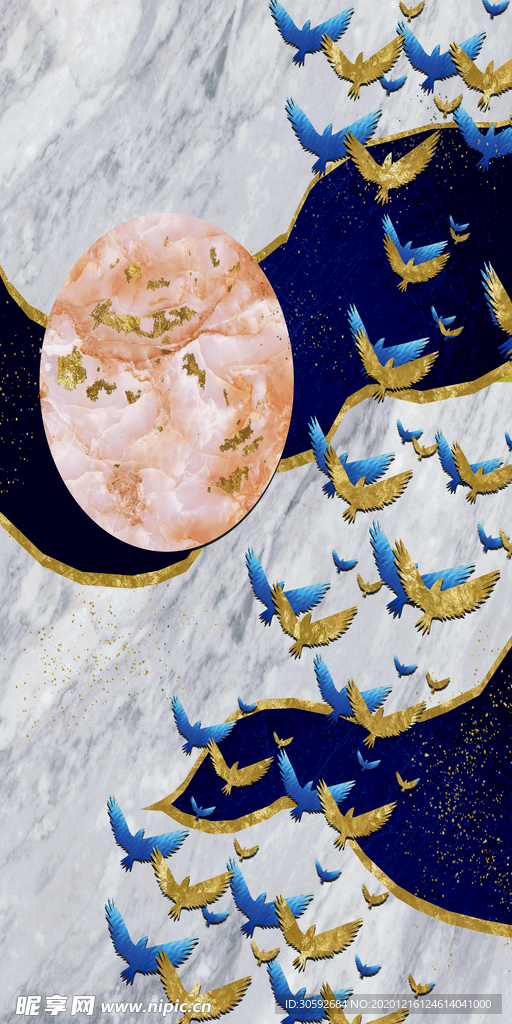 新中式飞鸟玄关装饰画