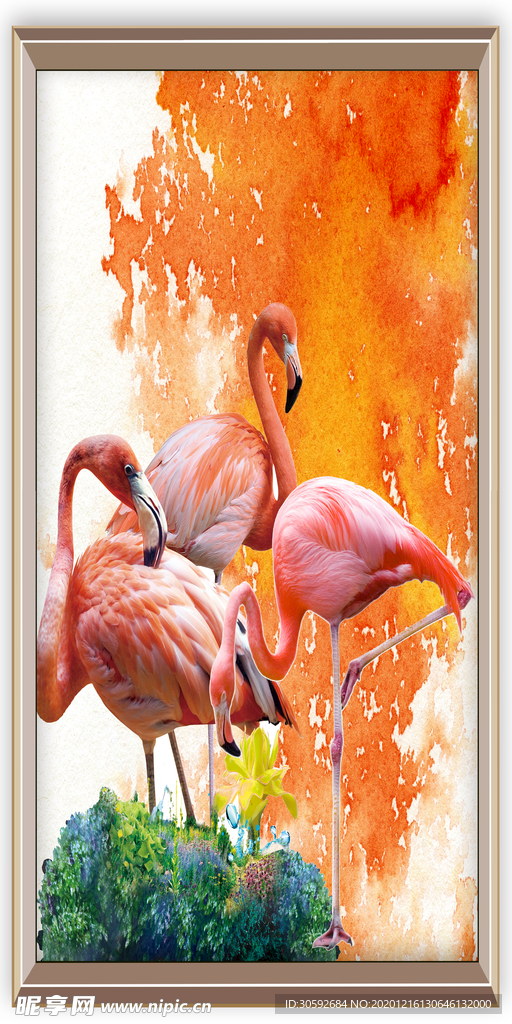 火烈鸟装饰画
