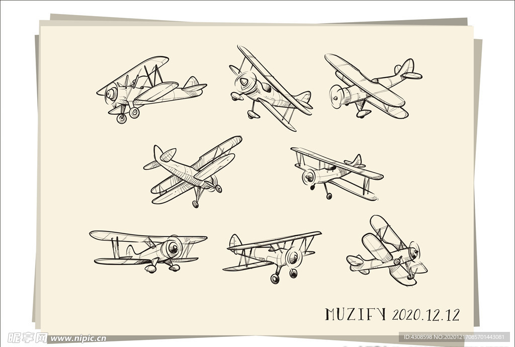 8款入飞机素描画