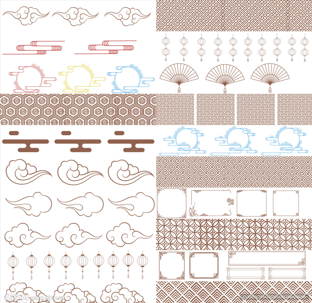五十种中国风底纹边框笔刷