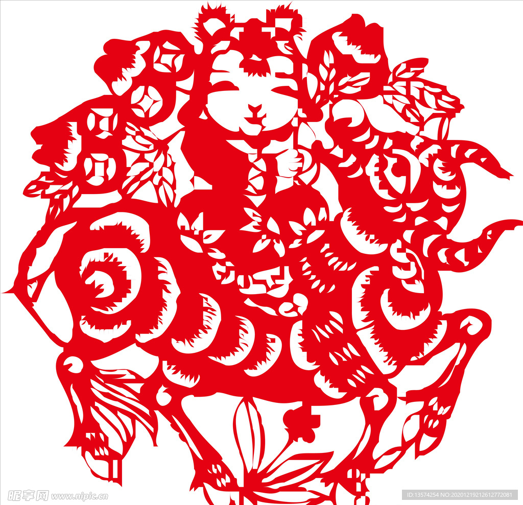 2021年牛剪纸春节窗花图案