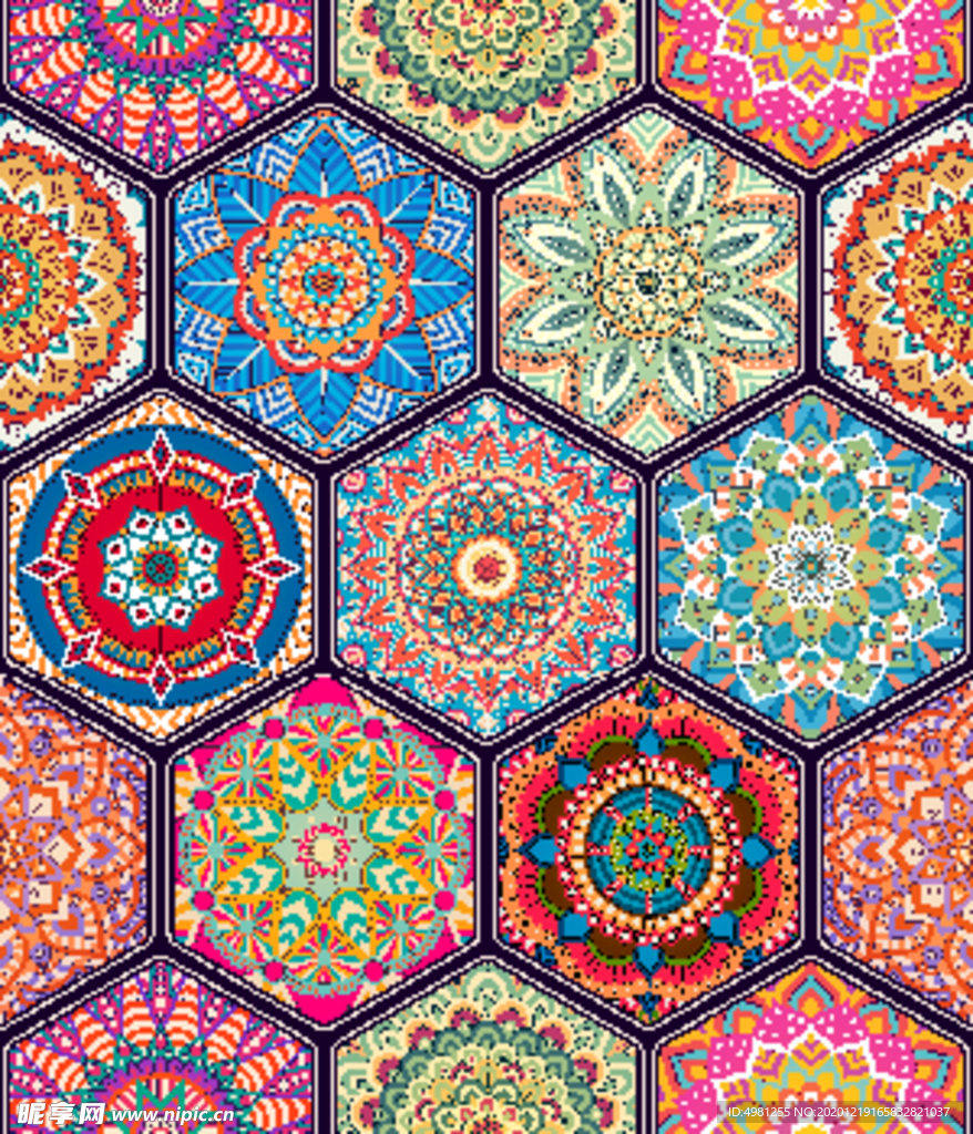 矢量花纹印花图案