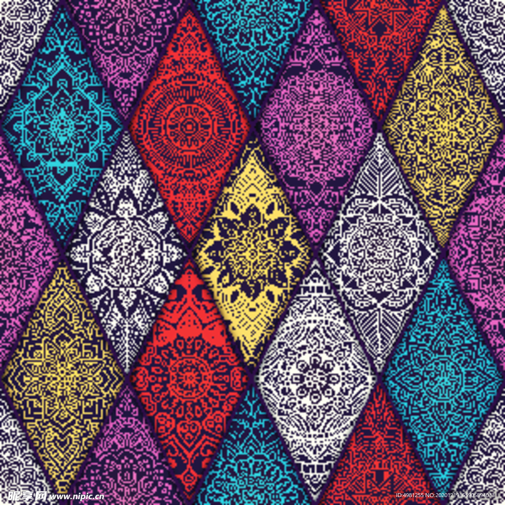 矢量花纹印花图案