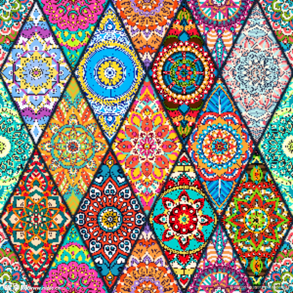 矢量花纹印花图案