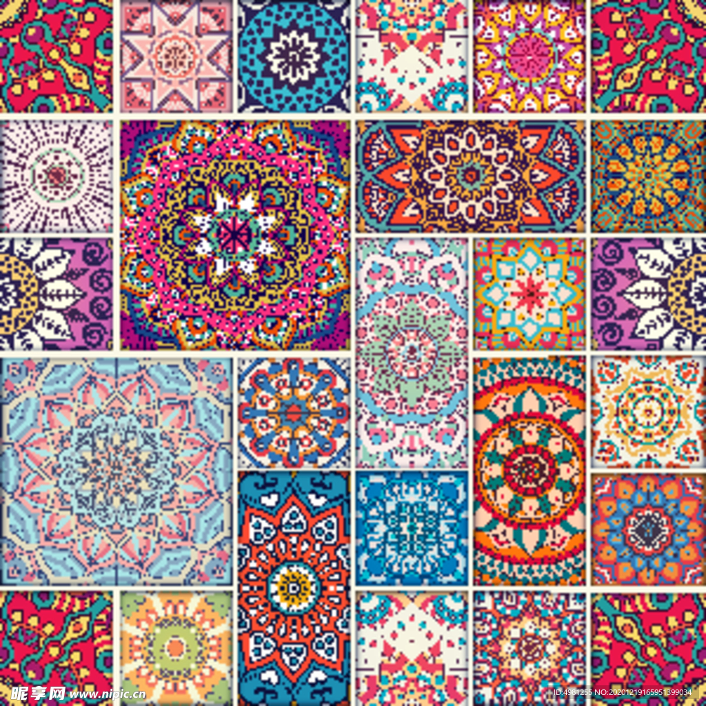 矢量花纹印花图案