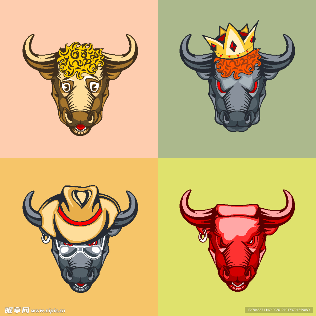 个性复古牛头插图