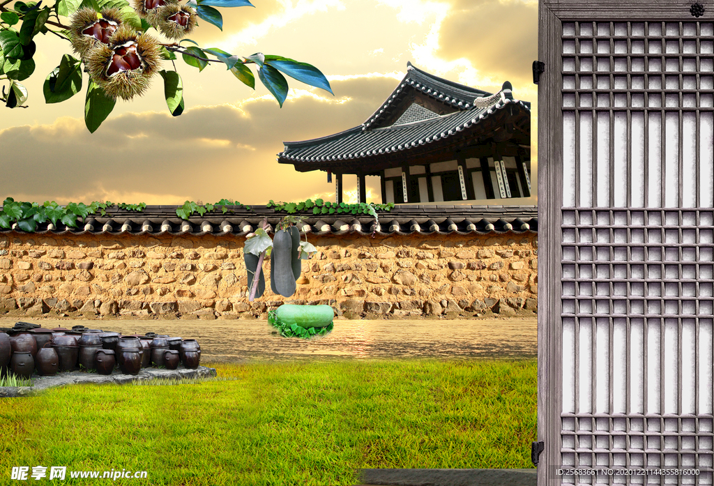 瓦墙素材 可编辑 中国风背景