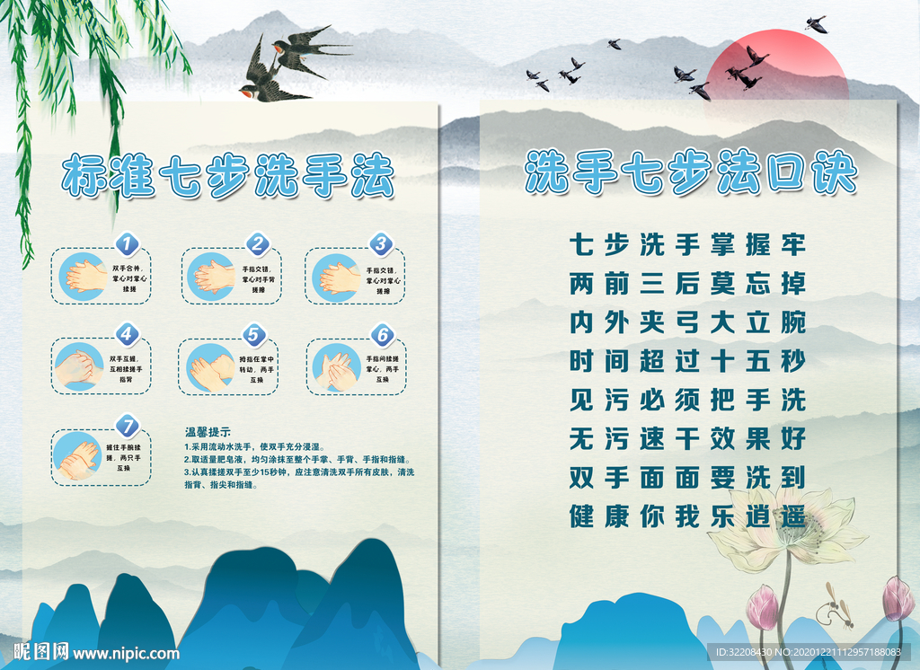 中国风七步洗手法