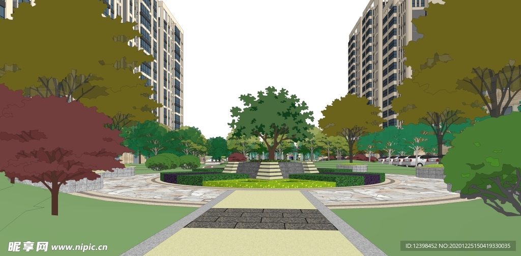 现代欧式小区景观园林设计效果图