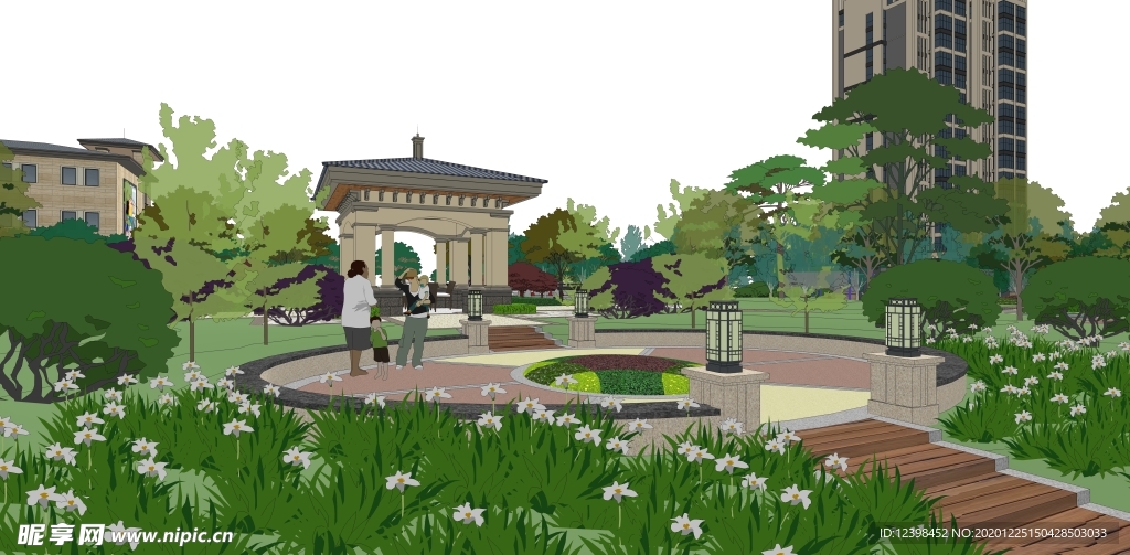 现代欧式小区景观园林设计效果图