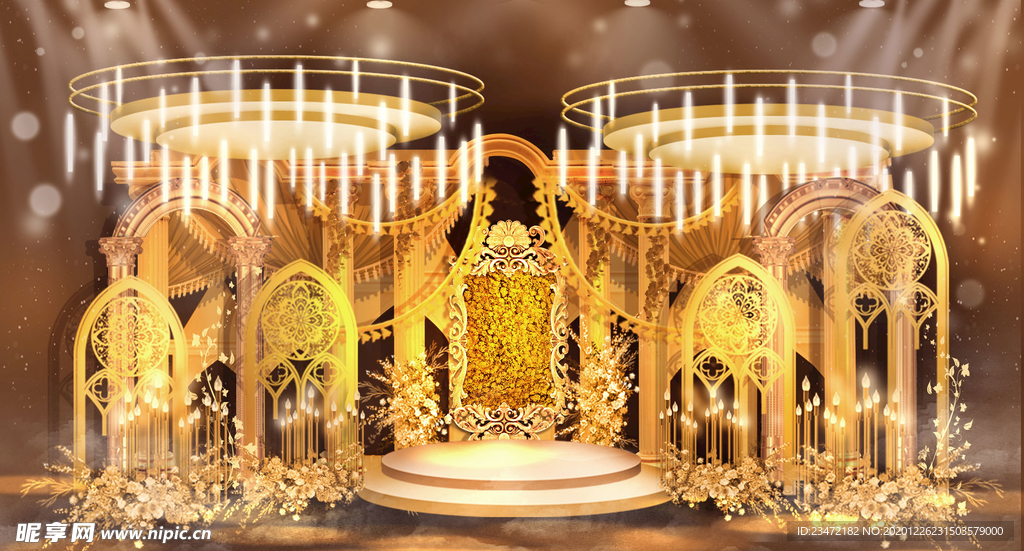 原创欧式复古古堡风格婚礼效果图