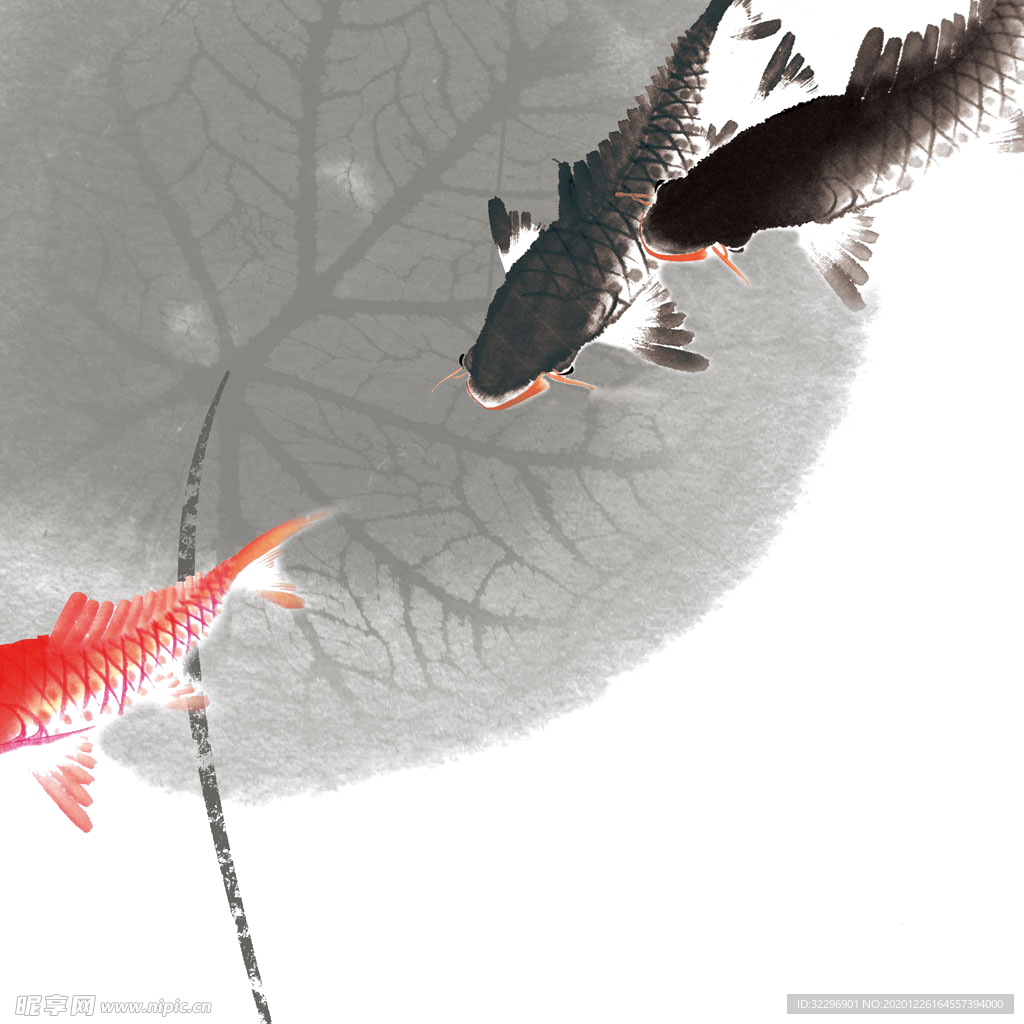 水墨墨迹鲤鱼