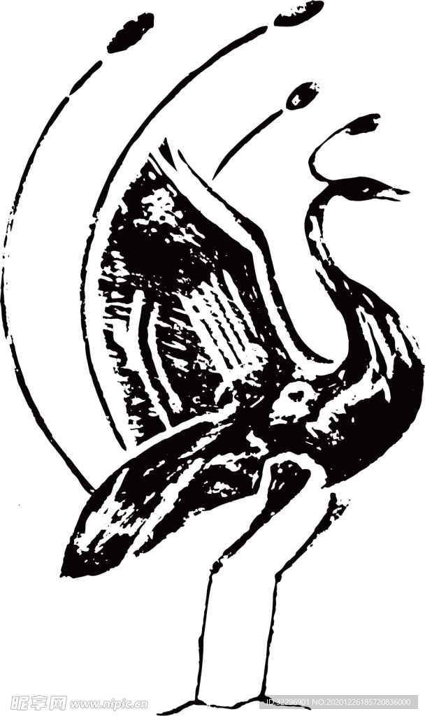 手绘水彩凤凰水