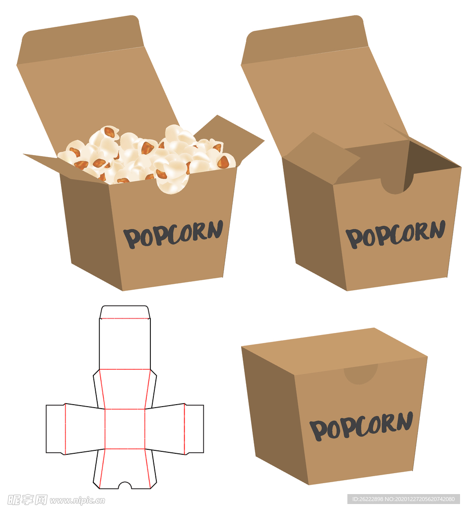简易爆米花纸盒包装