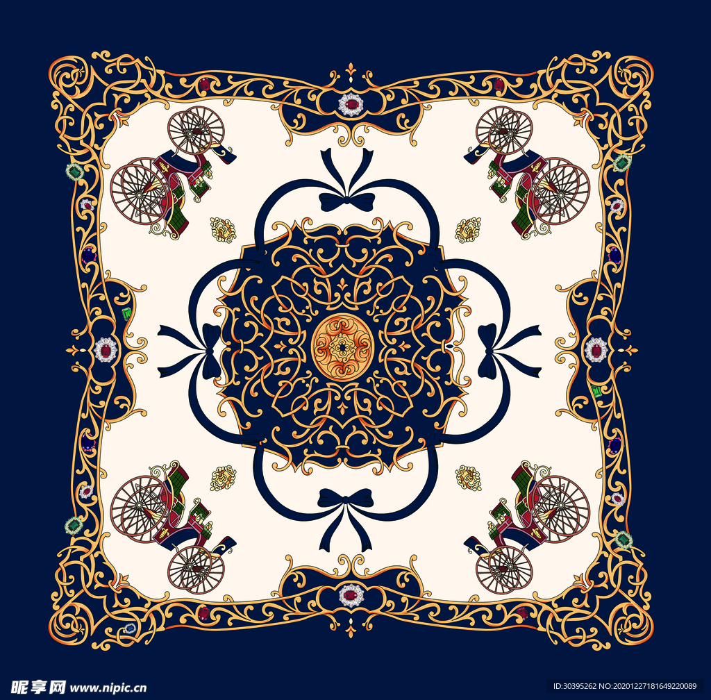 方巾 马车 印花 大牌 爱马仕