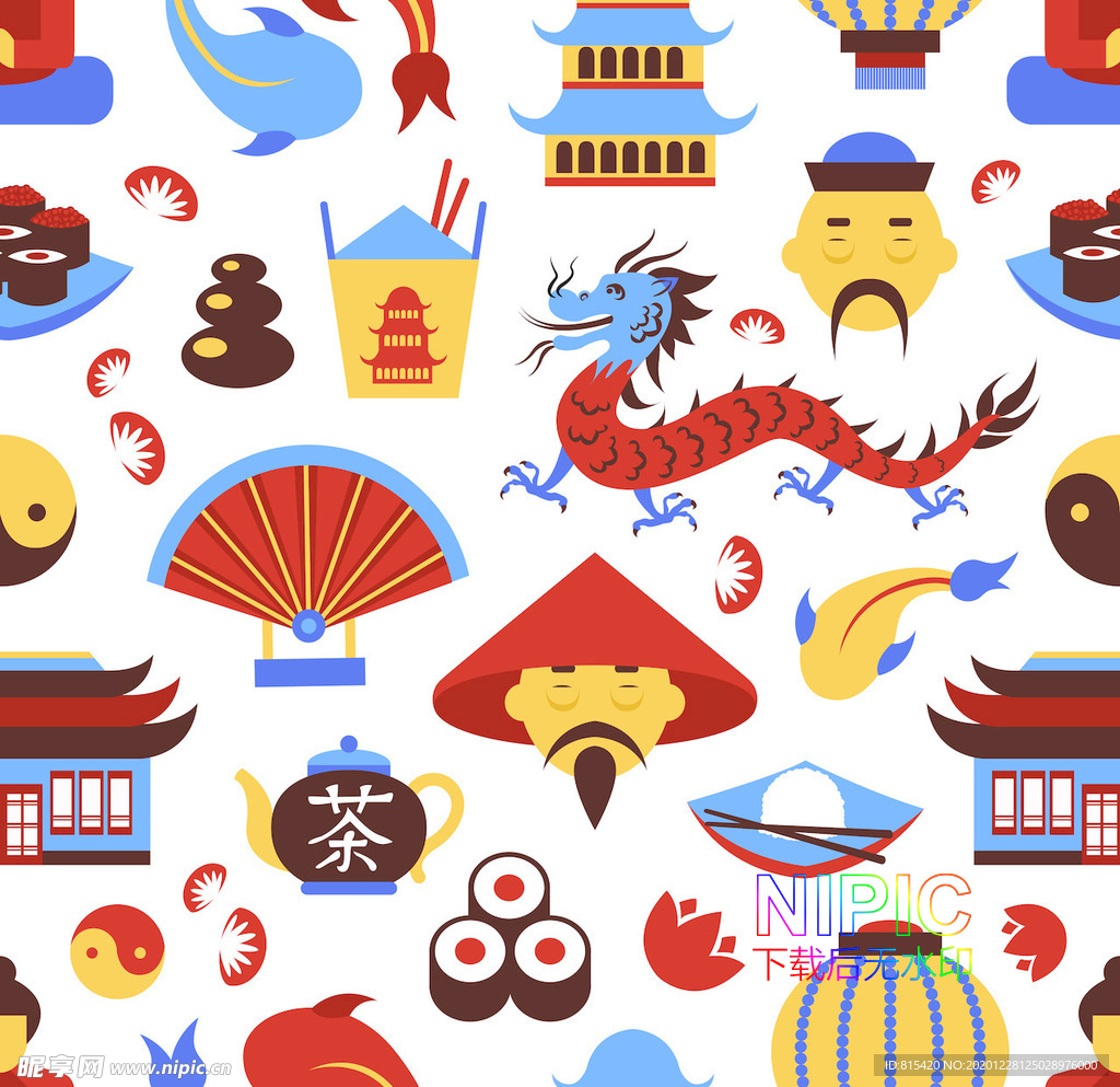 模版舞狮china天坛卡通