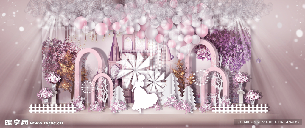 婚礼效果图 粉色婚礼 婚礼背景