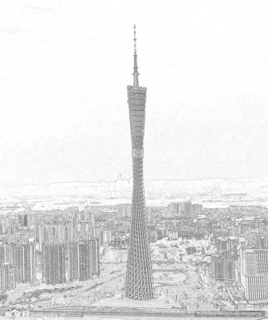 广州塔 线性稿 建筑  海珠区