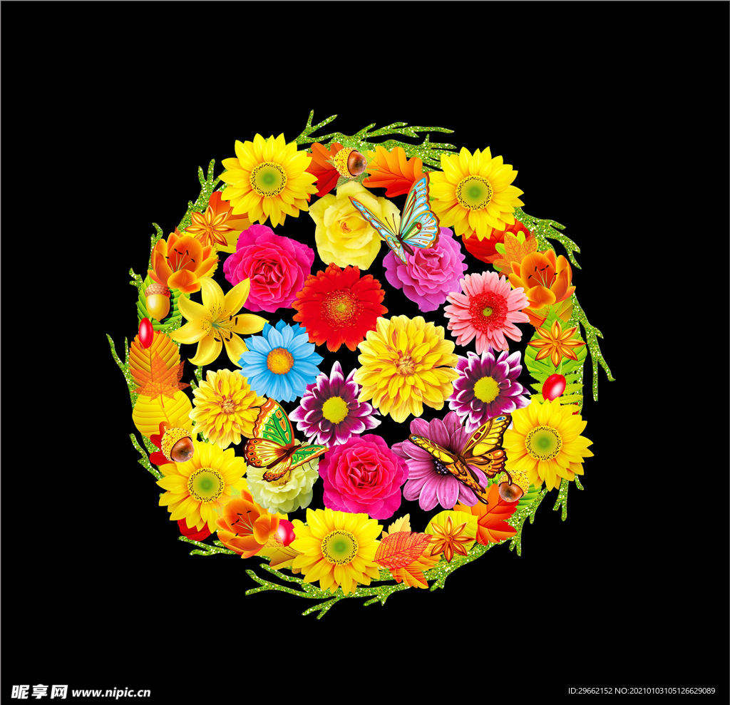 花朵 蝴蝶 花圈 亮化投影花