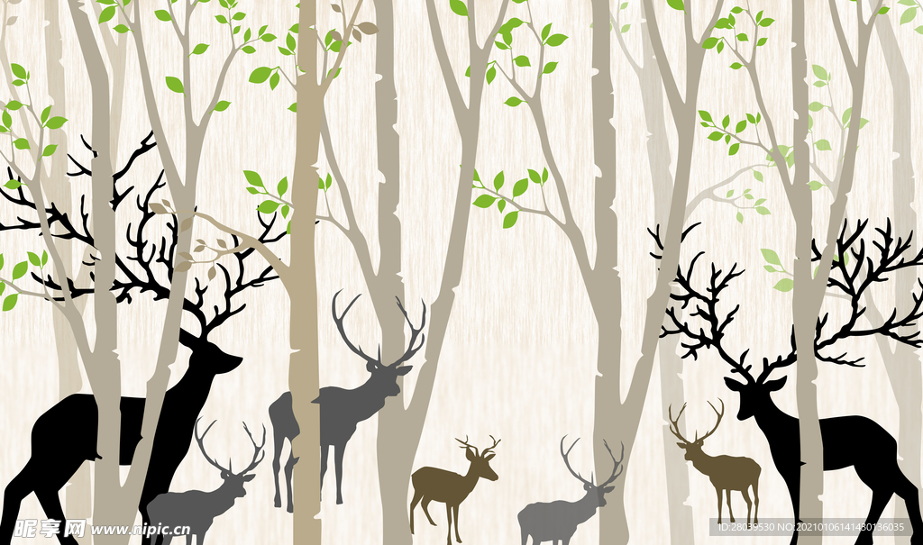 麋鹿森林背景
