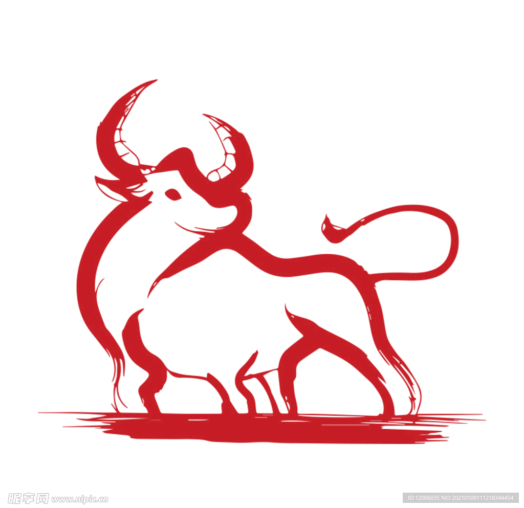 新春十二生肖中国剪纸牛