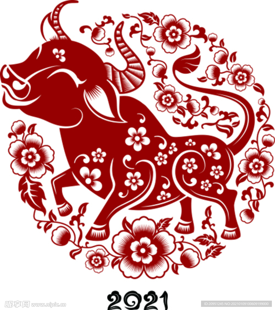 牛年  素材  窗花  窗贴