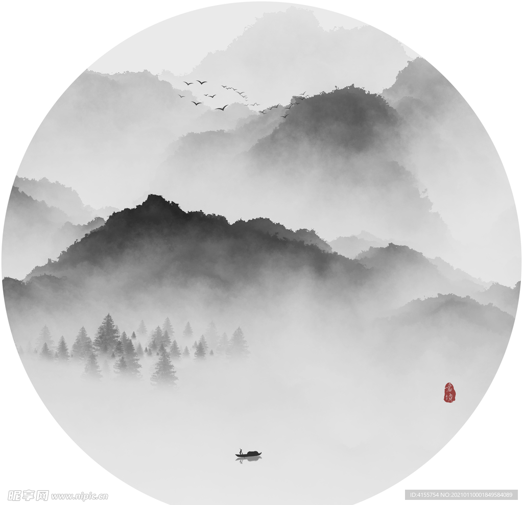 水墨画意境山水画