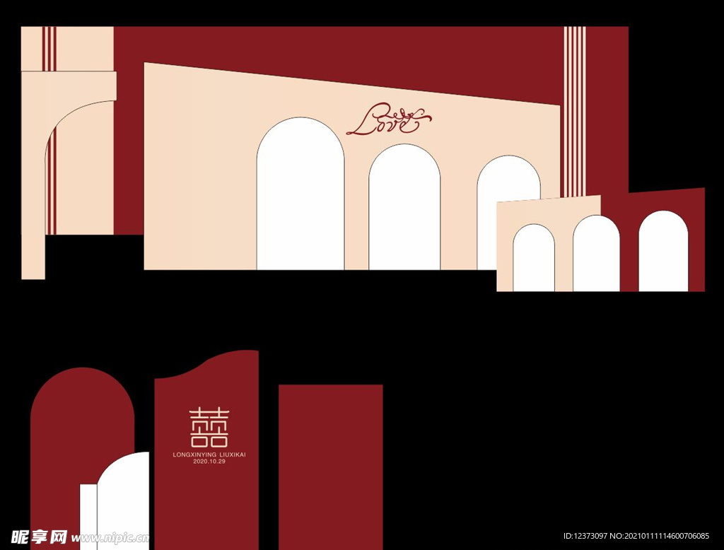 红金婚礼背景图片