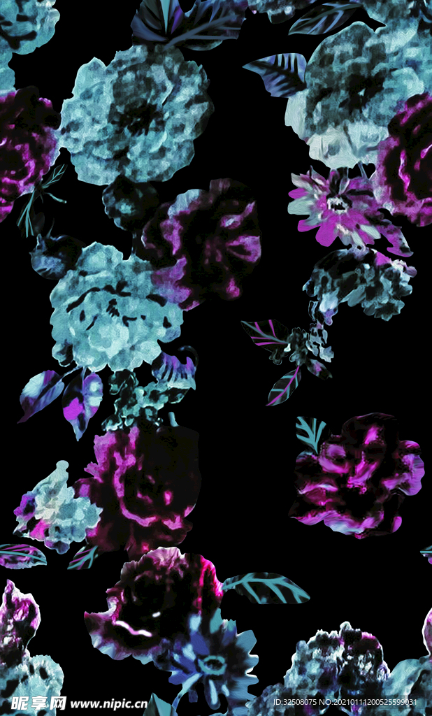 手绘花  女装 数码 印花