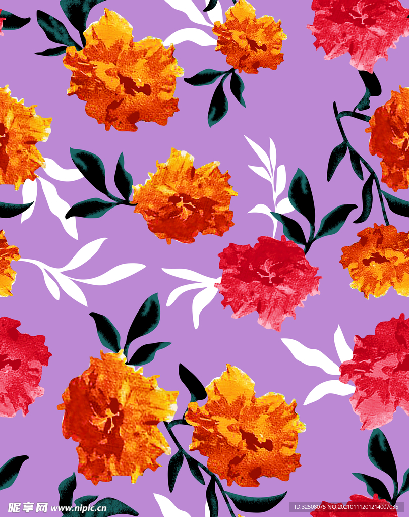 手绘花  女装 数码 印花