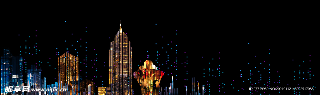 房地产城市夜景背景板