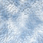 蓝色背景 3D 砖 透视 阶梯