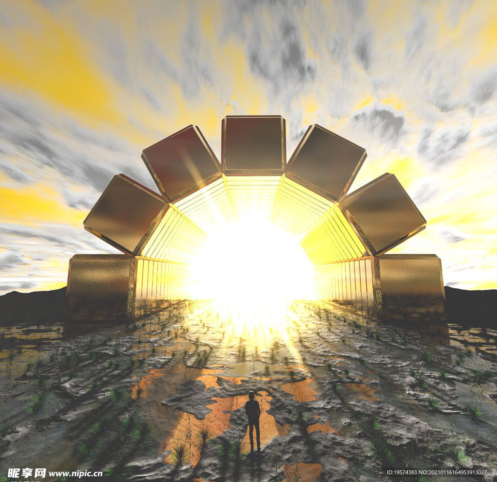 C4D模型 干涸的地表藻泽地