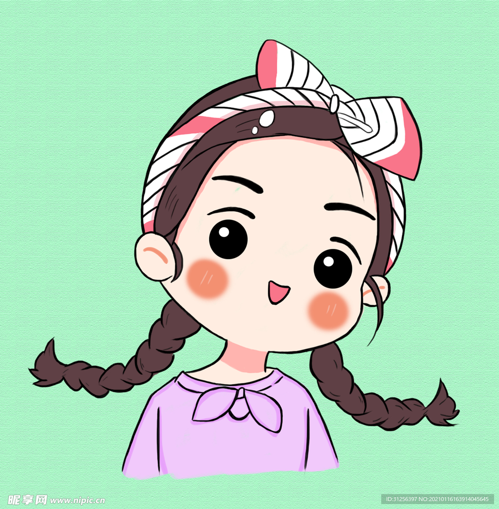 q版插画可爱人物头像包装手绘