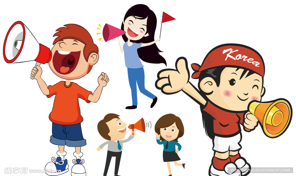 卡通人物和喇叭