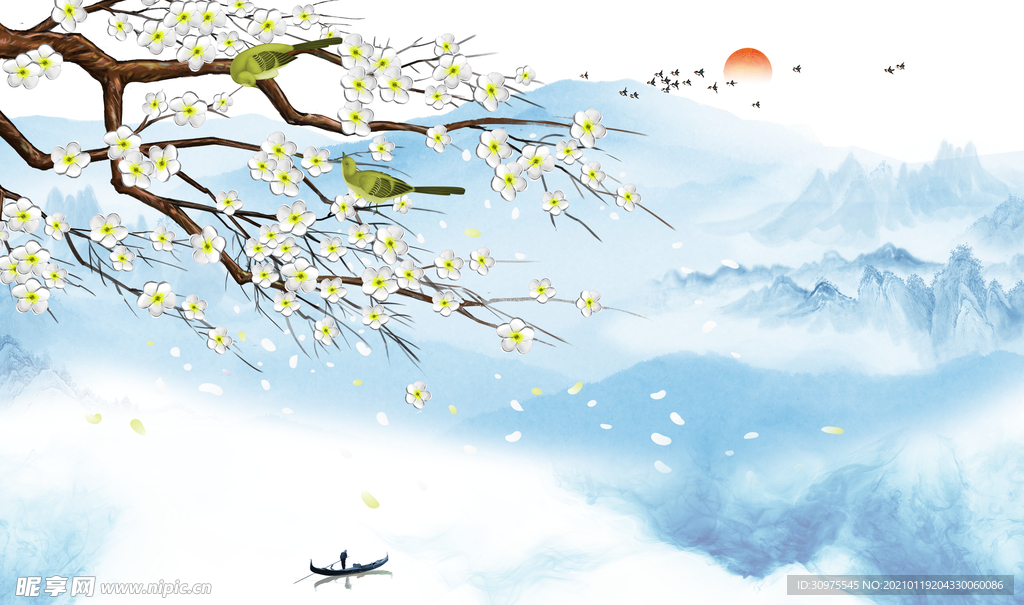 中式抽象山水背景