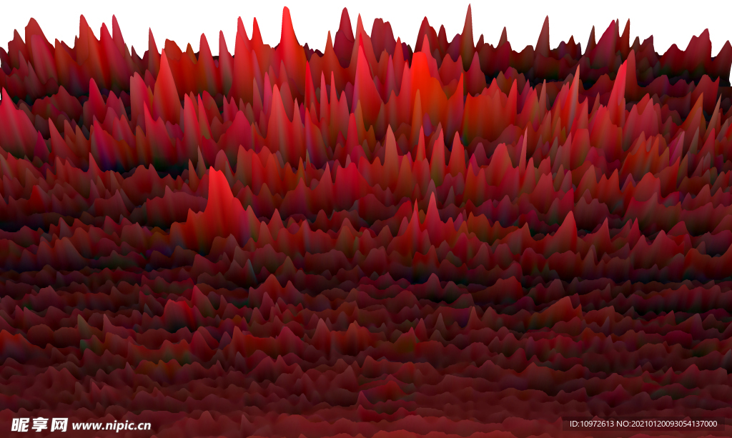 红橙色水墨山峰