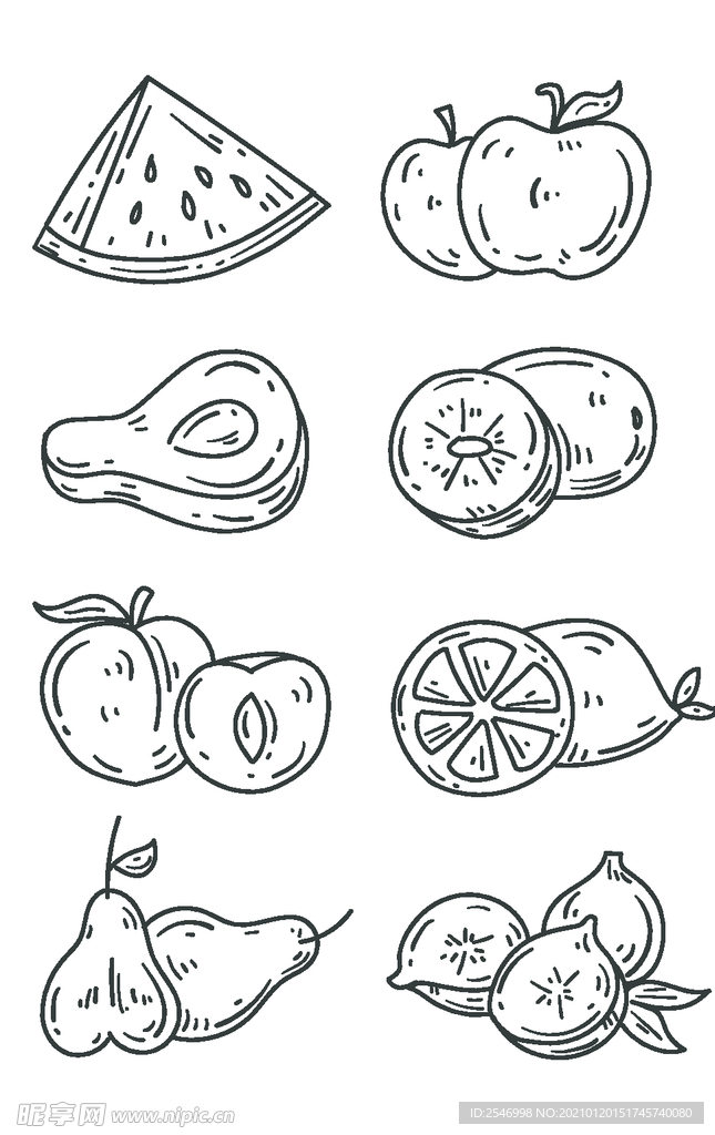 素描水果